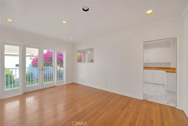 3442 Delta Ave, Rosemead, CA 91770 - unfurnished room featuring ornamental molding, light wood-type flooring, and recessed lighting