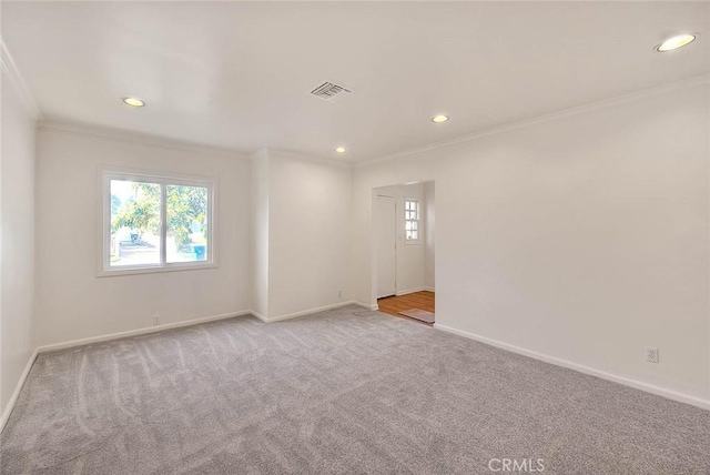 3442 Delta Ave, Rosemead, CA 91770 - spare room with crown molding, light carpet, and recessed lighting