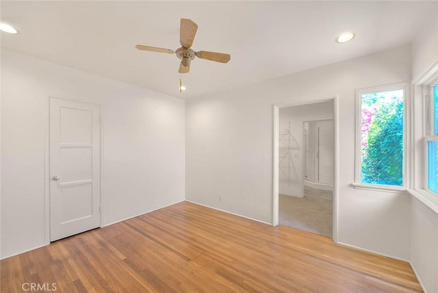 3442 Delta Ave, Rosemead, CA 91770 - unfurnished bedroom featuring light wood finished floors, recessed lighting, and a ceiling fan