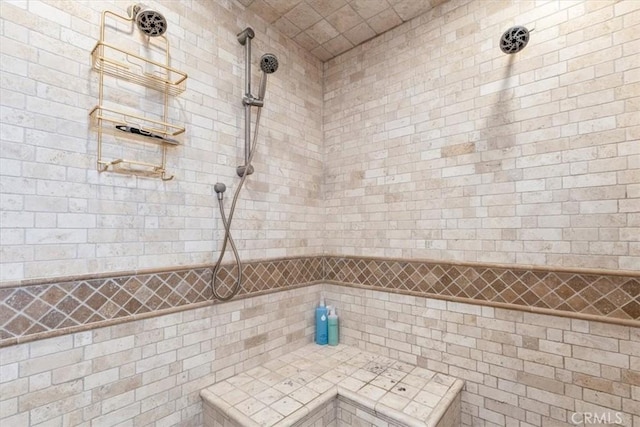 interior space with a tile shower