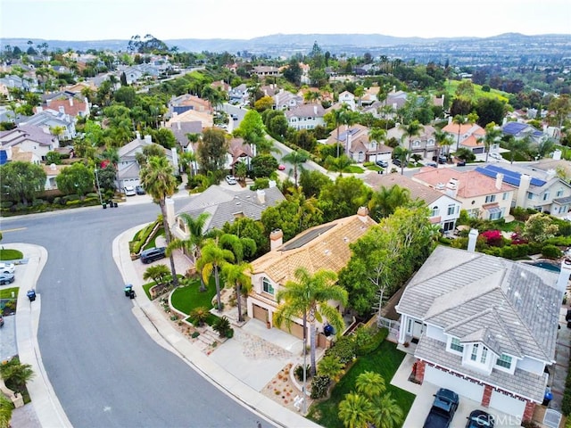 birds eye view of property featuring a residential view and a mountain view