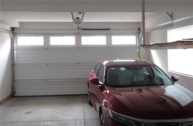 garage with a garage door opener