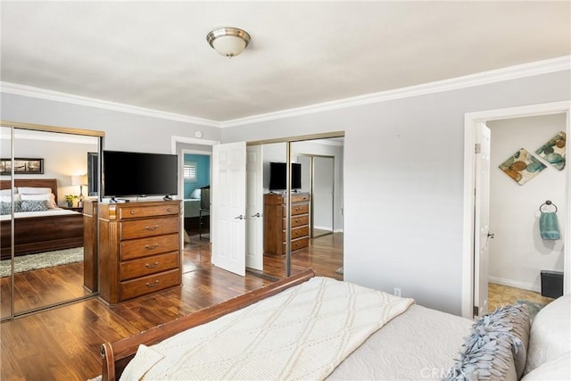 134 S Magnolia Ave Unit 21A, Anaheim, CA 92804 - bedroom with crown molding and dark wood-type flooring