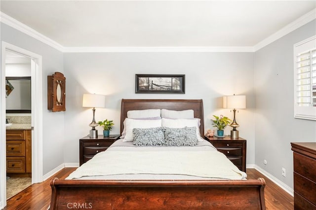 134 S Magnolia Ave Unit 21A, Anaheim, CA 92804 - bedroom with crown molding, baseboards, and wood finished floors