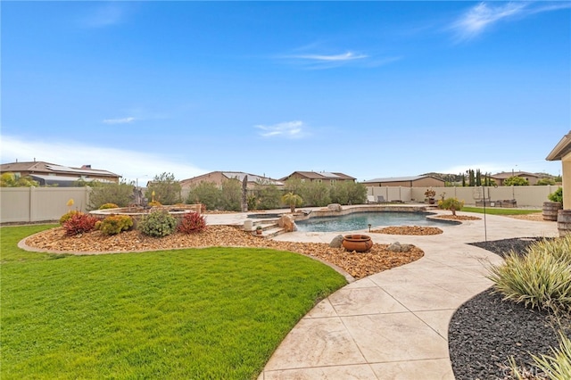 30404 Canyon Point Cir, Menifee, CA 92584 - view of swimming pool featuring a fenced backyard and a pool with connected hot tub
