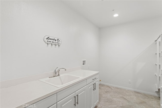 30404 Canyon Point Cir, Menifee, CA 92584 - laundry area with hookup for a washing machine, cabinet space, and recessed lighting