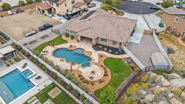 30404 Canyon Point Cir, Menifee, CA 92584 - aerial view of property and surrounding area featuring a pool area