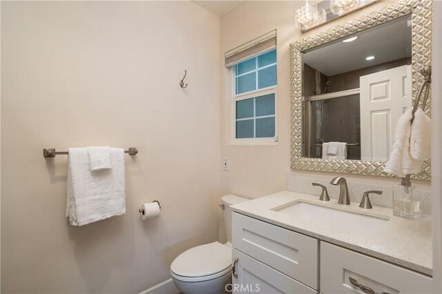 26872 Vista Del Mar, Dana Point, CA 92624 - bathroom featuring vanity, toilet, and a stall shower
