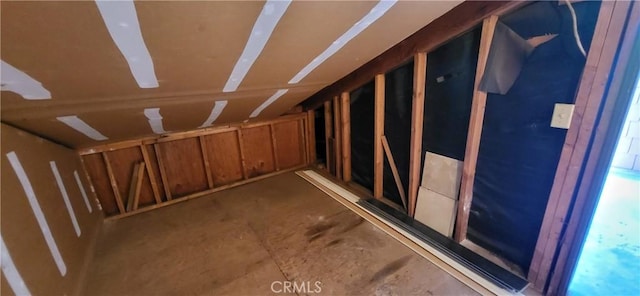 view of unfinished attic