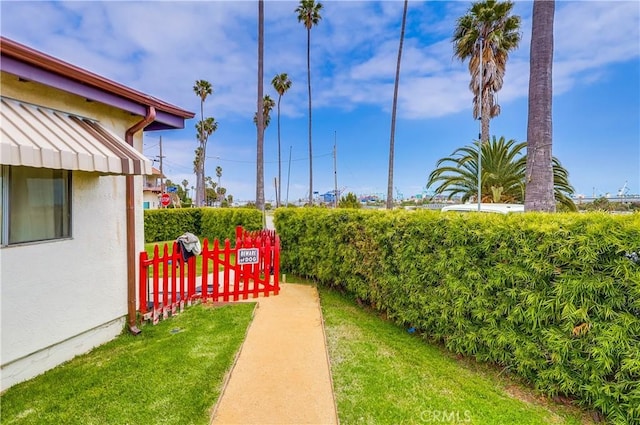 view of yard featuring fence