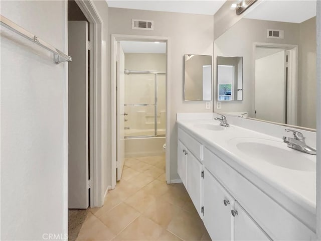 103 Buckthorn Way, Corona, CA 92881 - bathroom with double vanity, shower / bath combination with glass door, and tile patterned flooring