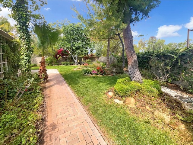 view of yard featuring a fenced backyard