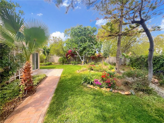 view of yard with a fenced backyard