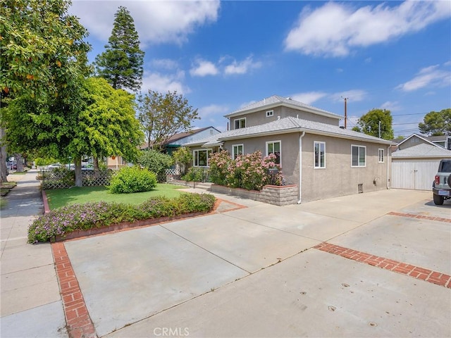 1234 N Pass Ave, Burbank, CA 91505 - view of front of house featuring fence, stucco siding, driveway, and a front yard