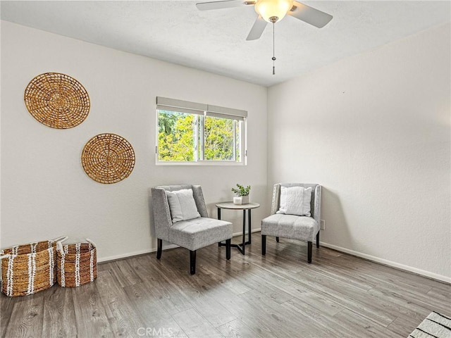 1234 N Pass Ave, Burbank, CA 91505 - sitting room featuring baseboards, a ceiling fan, and wood finished floors