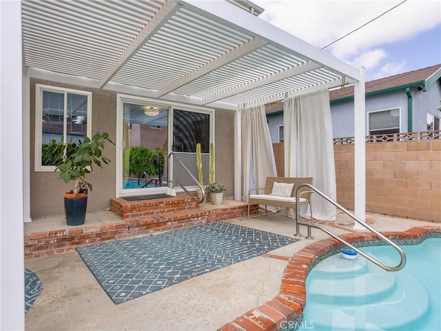 1234 N Pass Ave, Burbank, CA 91505 - view of patio / terrace featuring an outdoor pool, fence, and a pergola