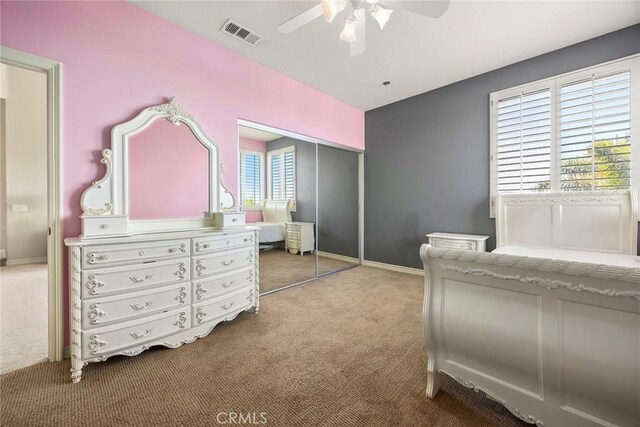 26930 Ironstone, Yorba Linda, CA 92887 - bedroom with carpet, a closet, a ceiling fan, and baseboards