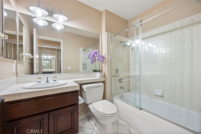 26930 Ironstone, Yorba Linda, CA 92887 - bathroom with tile patterned floors, toilet, shower / bath combination with glass door, and vanity