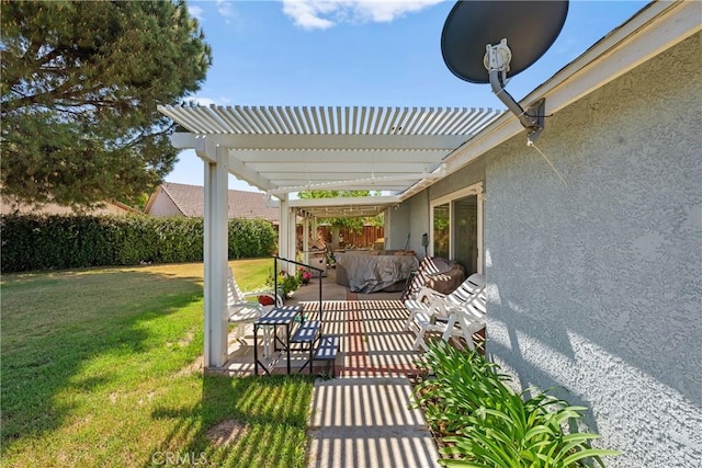 view of patio featuring a pergola