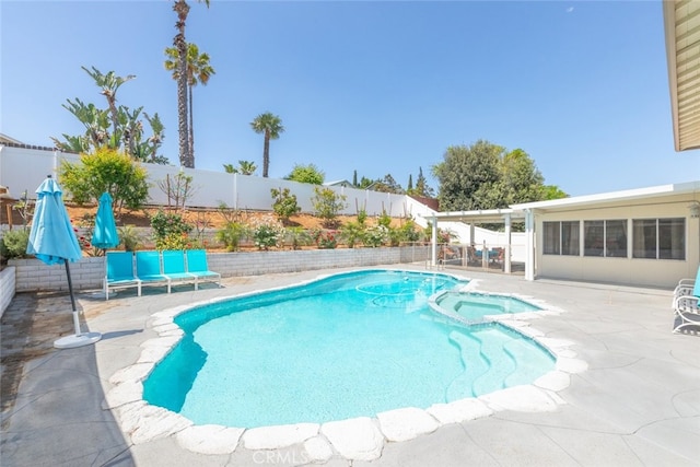 1452 Granada, Corona, CA 92878 - view of swimming pool with a patio, a fenced backyard, and a pool with connected hot tub