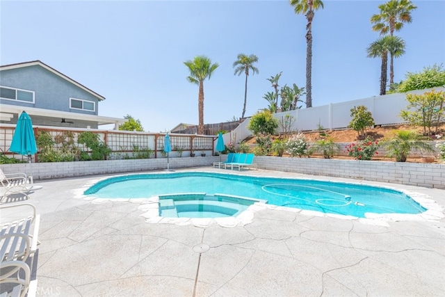 1452 Granada, Corona, CA 92878 - view of swimming pool with a patio, a fenced backyard, and a pool with connected hot tub