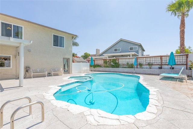 1452 Granada, Corona, CA 92878 - view of swimming pool with a patio, a fenced backyard, and a pool with connected hot tub