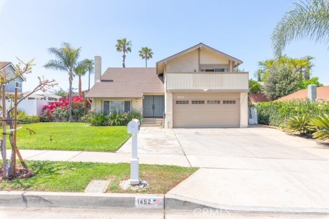 1452 Granada, Corona, CA 92878 - traditional-style house featuring driveway, a front yard, a balcony, and stucco siding