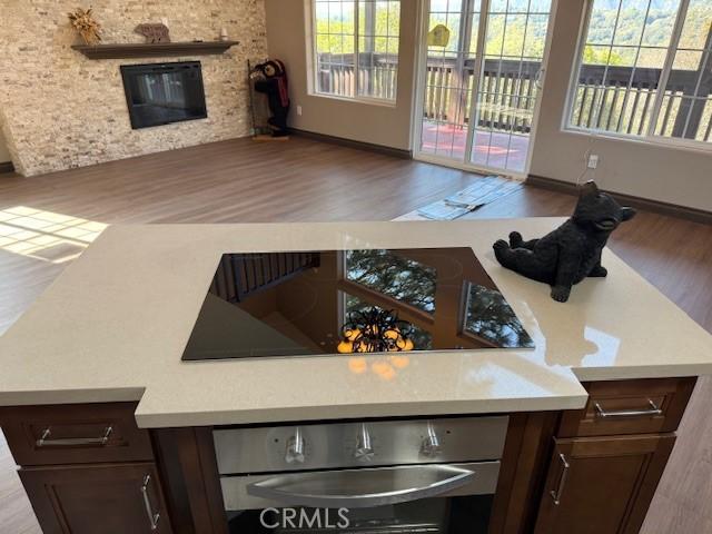 373 Davos Dr, Crestline, CA 92325 - interior space with baseboards, plenty of natural light, and wood finished floors
