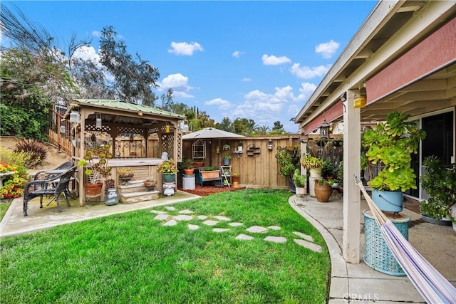 42065 Kaffirboom Ct, Temecula, CA 92591 - view of yard with a gazebo, a patio area, and a covered hot tub