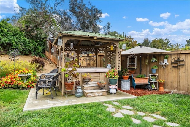 42065 Kaffirboom Ct, Temecula, CA 92591 - view of patio with a hot tub and a gazebo