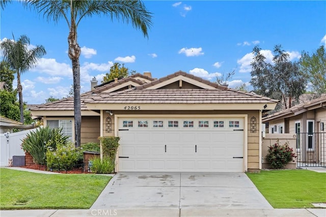 42065 Kaffirboom Ct, Temecula, CA 92591 - ranch-style house with driveway, a garage, a gate, and a tile roof