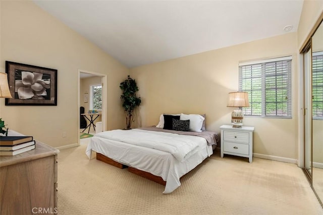 6192 Sierra Siena Rd, Irvine, CA 92603 - bedroom featuring baseboards, light colored carpet, and lofted ceiling