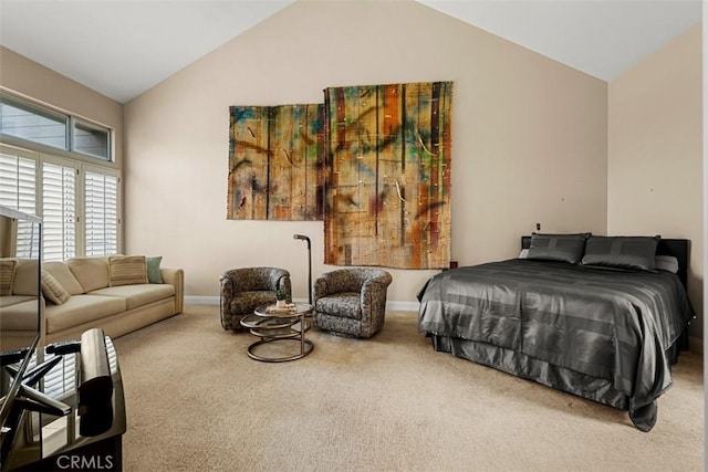 20 Delphinus Unit 20, Irvine, CA 92603 - carpeted bedroom with baseboards and high vaulted ceiling