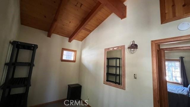 33411 Weeping Willow Dr, Green Valley Lake, CA 92341 - interior space featuring wood ceiling and plenty of natural light