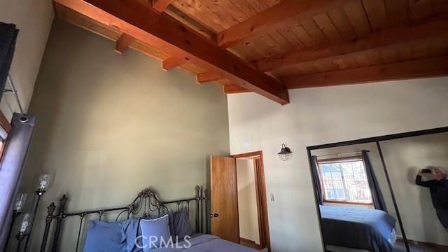 33411 Weeping Willow Dr, Green Valley Lake, CA 92341 - bedroom featuring wooden ceiling