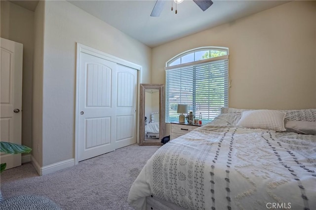 4154 Tudal Ave, Merced, CA 95348 - bedroom featuring carpet flooring, a closet, a ceiling fan, and baseboards