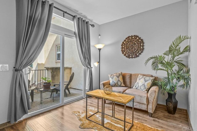 living room with wood finished floors