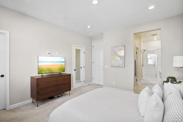 16755 Coyote Bush Dr Unit 32, San Diego, CA 92127 - bedroom featuring light carpet, baseboards, and recessed lighting