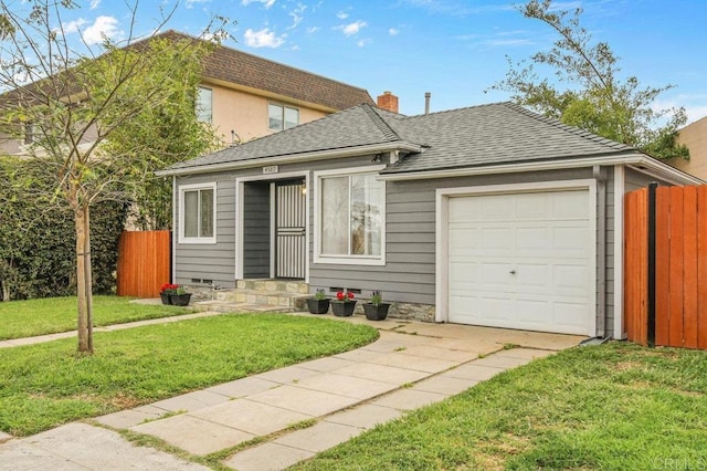 4580 60th St, San Diego, CA 92115 - view of front facade with concrete driveway, an attached garage, roof with shingles, and a chimney