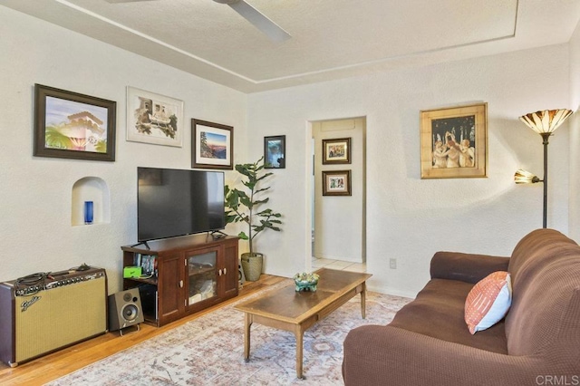 4580 60th St, San Diego, CA 92115 - living area with a ceiling fan and wood finished floors