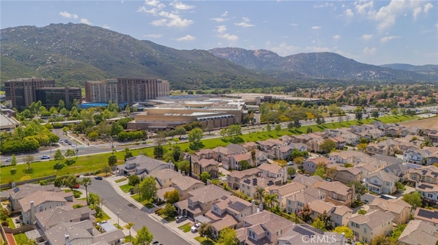 aerial view with a mountain view
