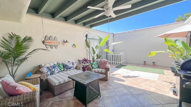 3621 Vista Campana S Unit 56, Oceanside, CA 92057 - view of patio featuring ceiling fan and an outdoor hangout area