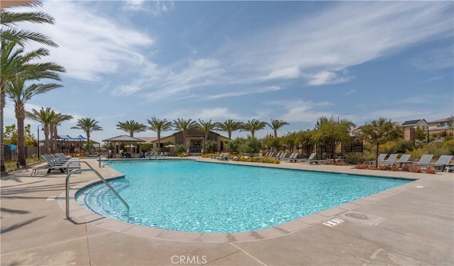 pool featuring a patio area