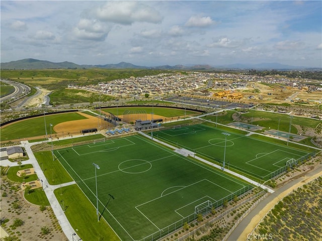 aerial view featuring a mountain view