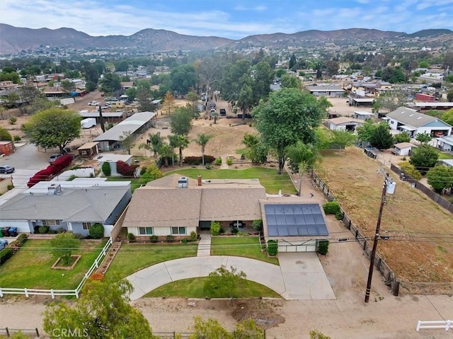 aerial view with a residential view and a mountain view