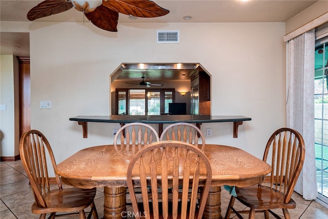 2136 Forbes Ave, Claremont, CA 91711 - tiled dining space featuring ceiling fan and visible vents