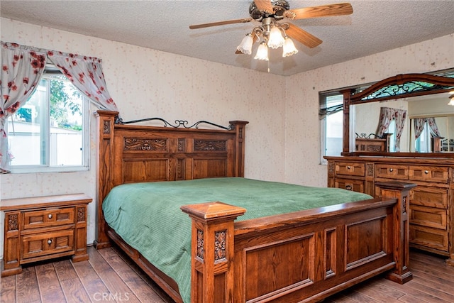 2136 Forbes Ave, Claremont, CA 91711 - bedroom featuring wood-type flooring, a textured ceiling, and wallpapered walls