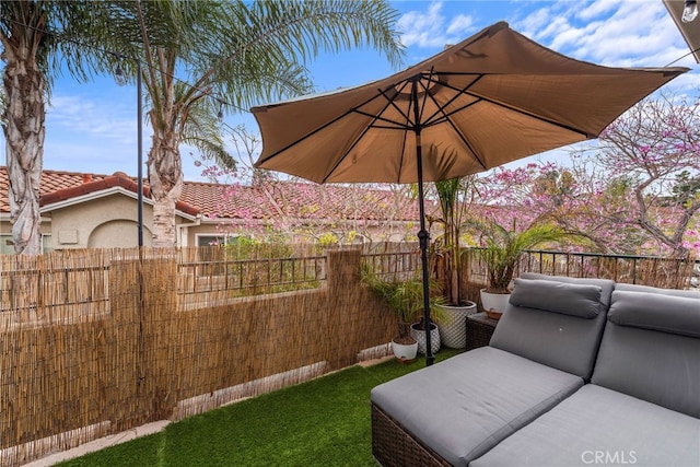 112 Cinnamon Teal, Aliso Viejo, CA 92656 - view of patio / terrace featuring a fenced backyard and an outdoor living space