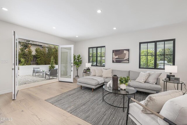 313 N Sunnyside Ave, Sierra Madre, CA 91024 - living area featuring recessed lighting, baseboards, and light wood-style flooring
