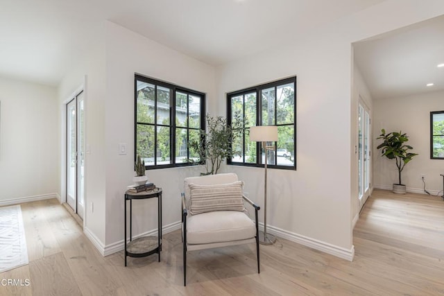 313 N Sunnyside Ave, Sierra Madre, CA 91024 - sitting room featuring french doors, recessed lighting, baseboards, and wood finished floors